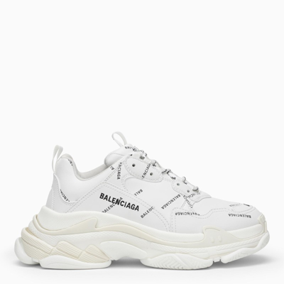 Balenciaga White Triple S All Over Logo Sneakers