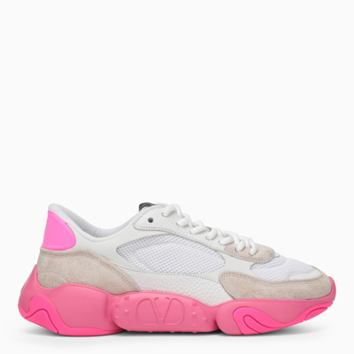 Valentino Garavani White/fuchsia Bubbleback Low-top Sneakers