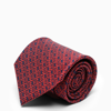 FERRAGAMO BLUE/RED SILK TIE WITH GANCINI PRINT