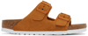 Birkenstock Orange Suede Soft Footbed Arizona Sandals In Earth Red