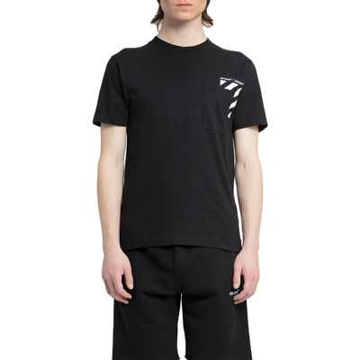 Off-white Black Diag-print Crewneck T-shirt