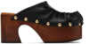 Marni Sabo Ruched Studded Leather Platform Clogs In 00n99 Black