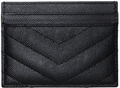 Saint Laurent Monogram Grained Leather Card Holder In Black