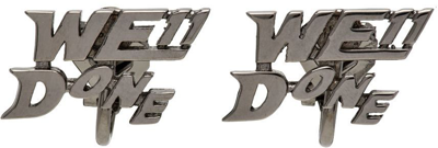 We11 Done Gunmetal Graphic Logo Clip-on Earrings In Dark Grey