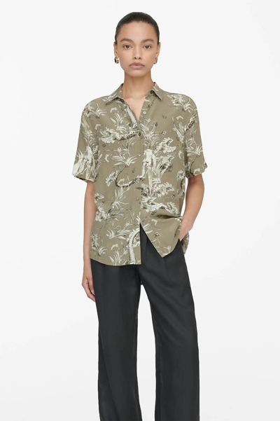 Anine Bing Bruni Tropical-print Short-sleeve Shirt