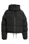 Good American Iridescent Puffer Jacket With Removable Hood In Black001