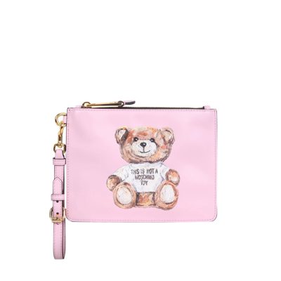Moschino Couture Teddy Bear Clutch Bag In Pink