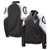 Starter Women's  Black, Silver Brooklyn Nets Fan Girl Satin Raglan Full-zip Jacket In Black