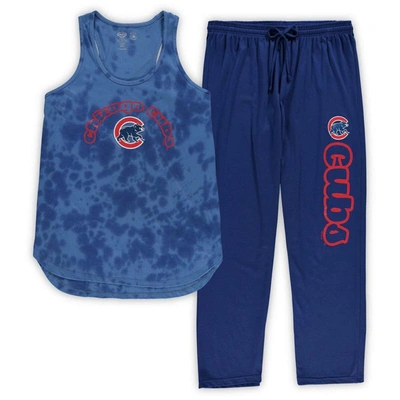 Concepts Sport Women's  Royal Chicago Cubs Plus Size Jersey Tank Top And Pants Sleep Set