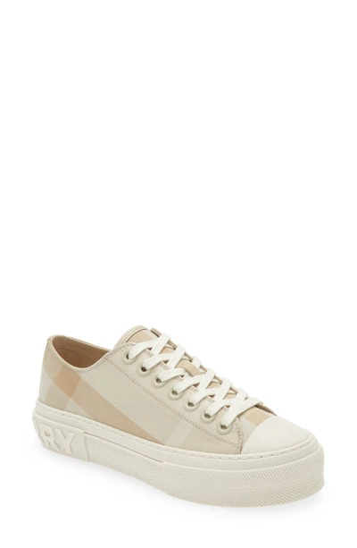 Burberry Neutral Check Cotton Sneakers In Beige