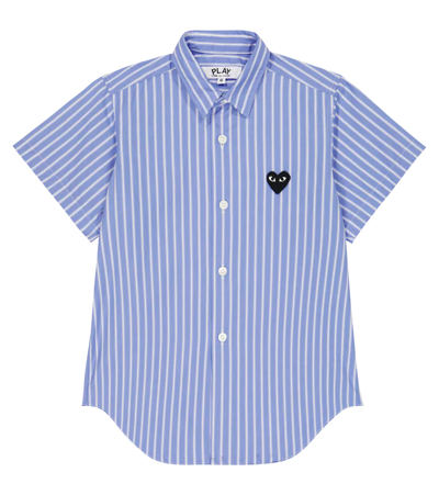 Comme Des Garçons Play Striped Cotton Shirt In Blue