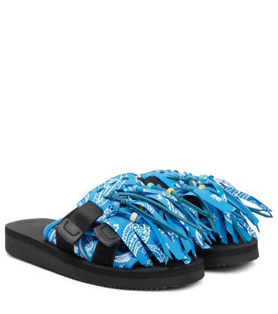 Alanui X Suicoke Paisley-print Fringed Sandals In Blue