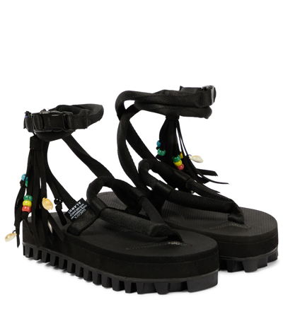 Alanui X Suicoke Fringed Sandals In Embassy Bl