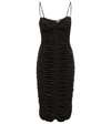 Magda Butrym Sweetheart-neck Ruched Stretch-crepe Midi Dress In Brown