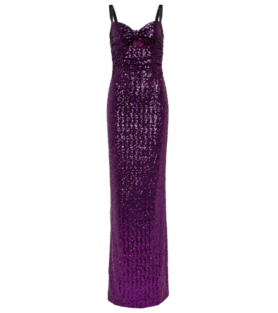 Dolce & Gabbana Sleeveless Sequin-embellished Gown In Viola