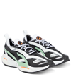 Adidas By Stella Mccartney Solarglide Panelled Sneakers In Cblack/ftwwht/bligrn