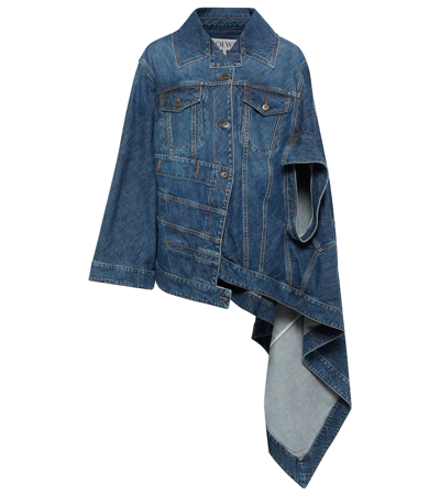 Loewe Asymmetric Deconstructed Draped Denim Jacket In Blue