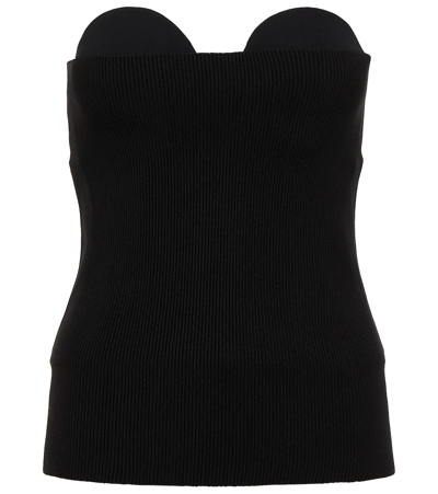 Burberry Ribbed Silk-blend Bustier Top In Black