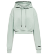 Victoria Beckham Cropped Embroidered Cotton-jersey Hoodie In Green