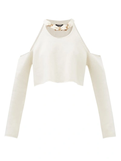 Balmain Chain-embellished Knitted Wool Sweater In White