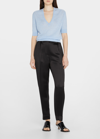 Khaite Sierra V-neck Short-sleeve Cashmere Sweater In Atmosphere