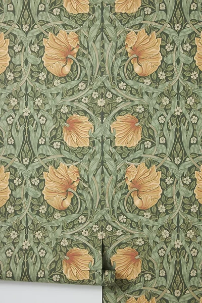 Morris & Co. Pimpernel Wallpaper By  In Green Size Swatch In Green