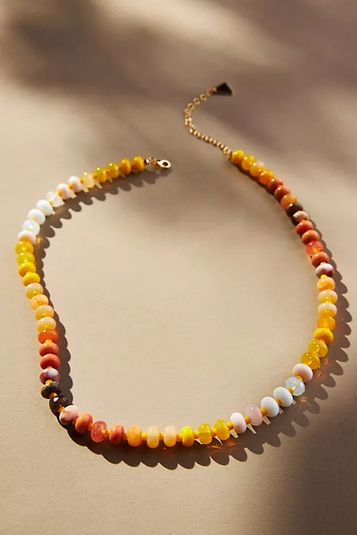 Anthropologie Rainbow Large-stone Necklace In Yellow