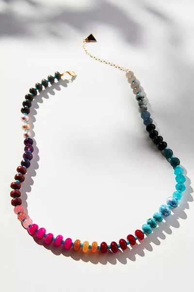 Anthropologie Rainbow Large-stone Necklace In Blue