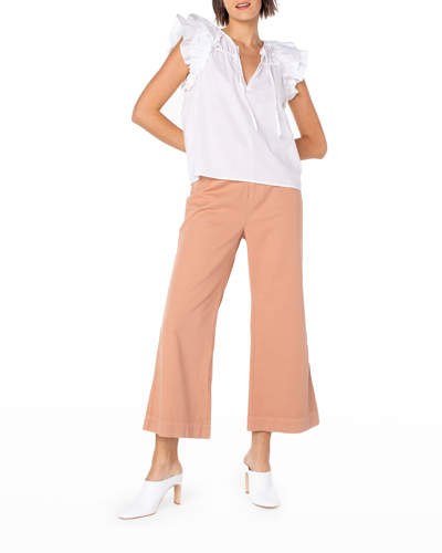 Serra By Joie Rucker Flame Cropped Wide-leg Pants In Pink Sand