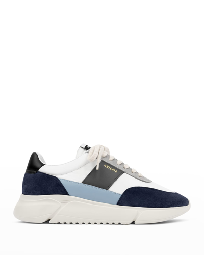 Axel Arigato Men's Genesis Vintage Runner Leather & Recycled Plastic Sneakers In White Blue