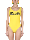Moschino Logo One-piece Swimsuit In Yellow