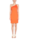 Dsquared2 Off-shoulder Knee-length Dress In Orange