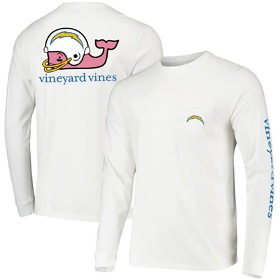 Vineyard Vines White Los Angeles Chargers Whale Helmet Team Long Sleeve T-shirt