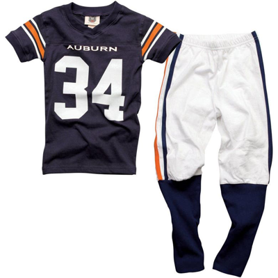 Wes & Willy Kids'  Auburn Tigers #34 Youth Football Pajama Set In Navy