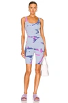 The Elder Statesman Shard Fine Rib Romper In Blue Ice  Cyclamen  & Petunia Pink