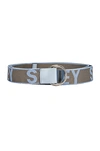 Stella Mccartney Recycled-polyester Logo Belt In Light Grey & Azur