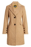 Sam Edelman Mini Herringbone Notch Collar Wool Blend Coat In Maple