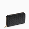 BOTTEGA VENETA BLACK INTRECCIATO ZIP-AROUND WALLET