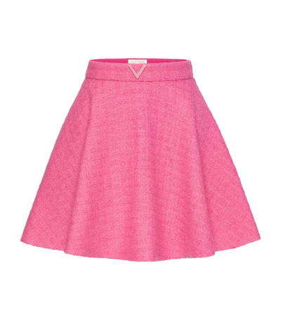 Valentino Embellished Wool-blend Tweed Mini Skirt In Pink