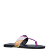 Kurt Geiger Kensington Striped T-bar Leather Sandals In Multi-coloured