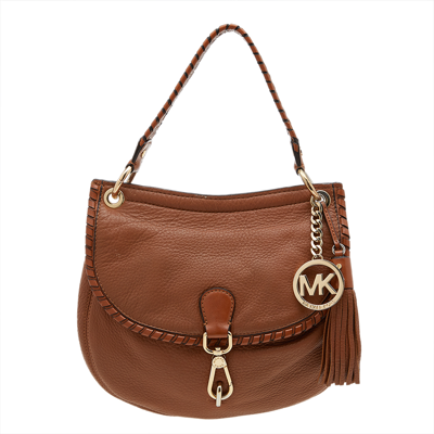 Pre-owned Michael Michael Kors Brown Leather Tassel Braided Flap Top Handle Bag