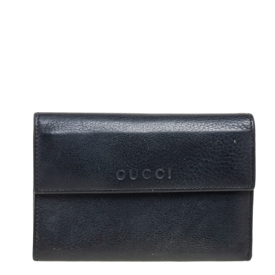 Pre-owned Gucci Black Leather French Trifold Wallet