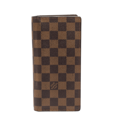 Pre-owned Louis Vuitton Damier Ebene Canvas Brazzar Wallet In Brown