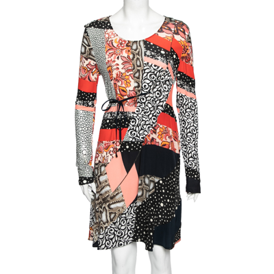 Pre-owned Roberto Cavalli Multicolor Printed Jersey Flared Dress M