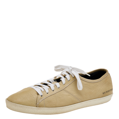 Pre-owned Burberry Beige Leather Low Top Trainers Size 43
