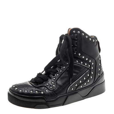 Pre-owned Givenchy Black Studded Leather Tyson High Top Sneakers Size 40