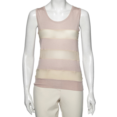 Pre-owned Dior Bicolor Wool And Silk Striped Sleeveless Jumper M In Beige
