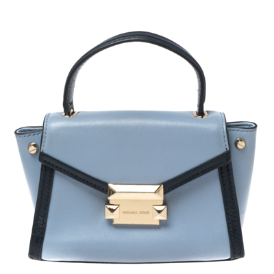 Pre-owned Michael Kors Two Tone Blue Leather Mini Whitney Top Handle Bag