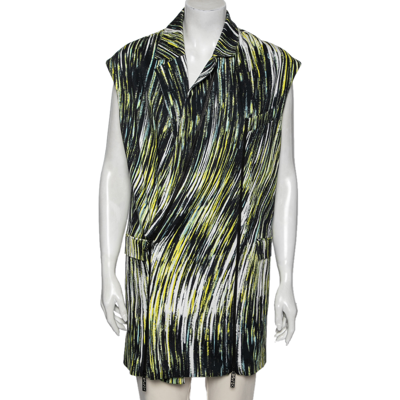 Pre-owned Kenzo Multicolor Printed Cotton Twill Zip Detail Long Sleeveless Jacket S