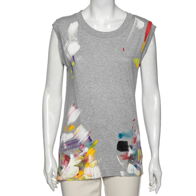 Pre-owned Dolce & Gabbana Grey Limited Edition Hand Painted Top M